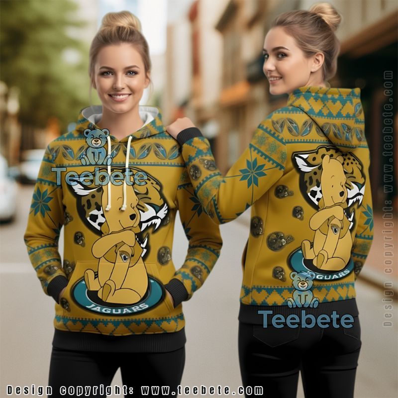 Jacksonville Jaguars Winnie The Pooh Ugly Christmas 3D Hoodie