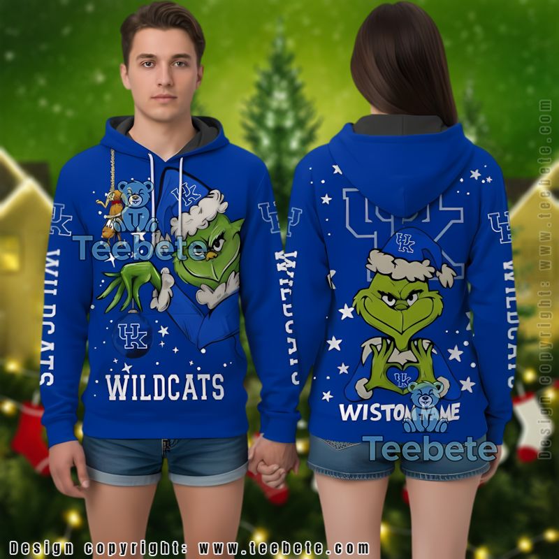 Kentucky Wildcats The Grinch Christmas Personalized 3D Hoodie Puff Print