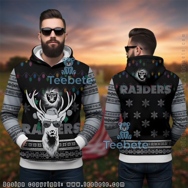 Las Vegas Raiders Dabbing Santa Ugly Christmas 3D Pullover Hoodie