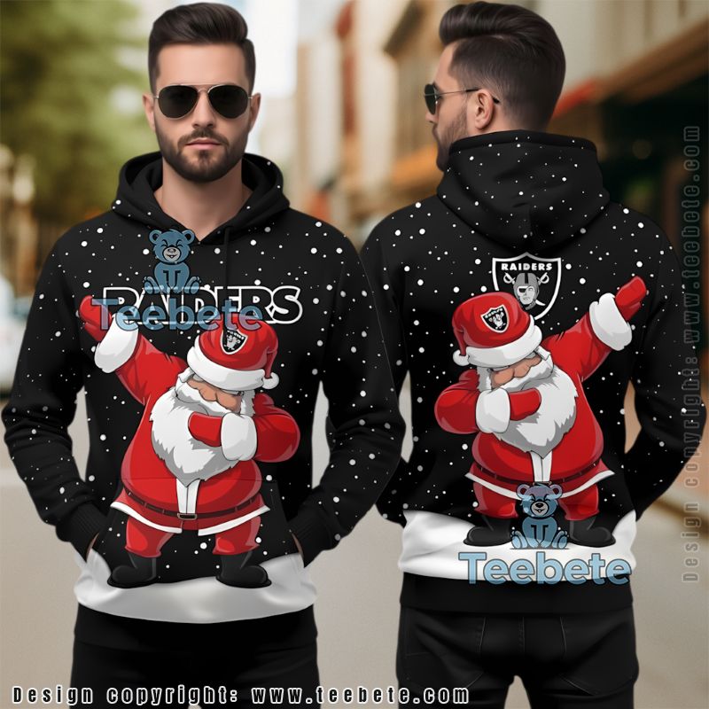 Las Vegas Raiders Funny Dabbing Santa Ugly Christmas 3D Hoodie