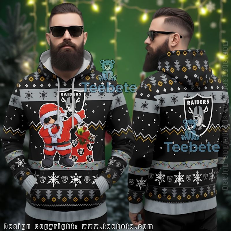 Las Vegas Raiders Funny Santa Ugly Christmas 3D Hoodie Jumper