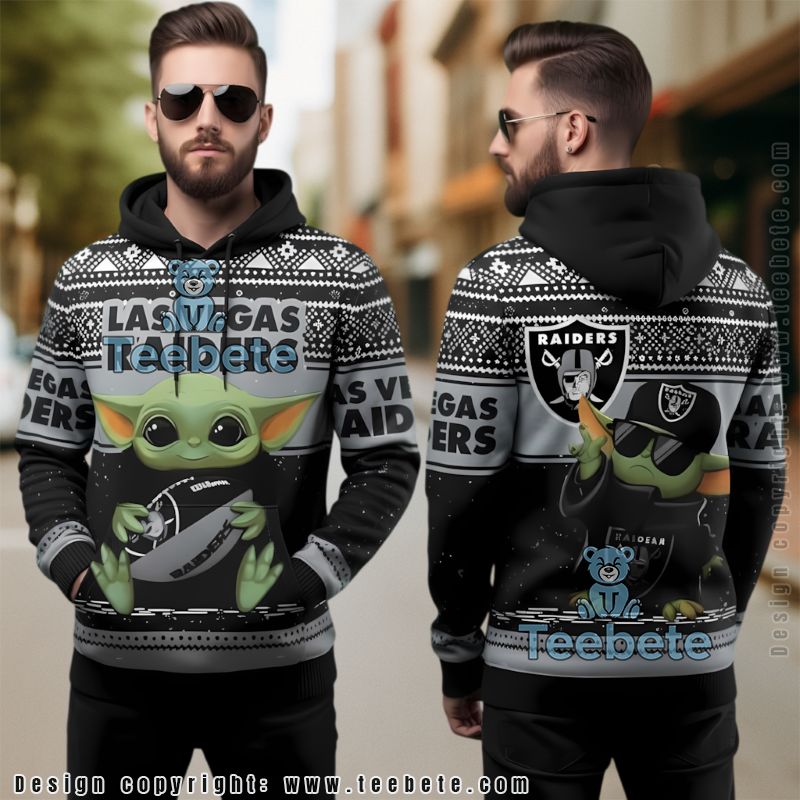 Las Vegas Raiders Grogu Raiders Gear Ugly Christmas 3D Hoodie