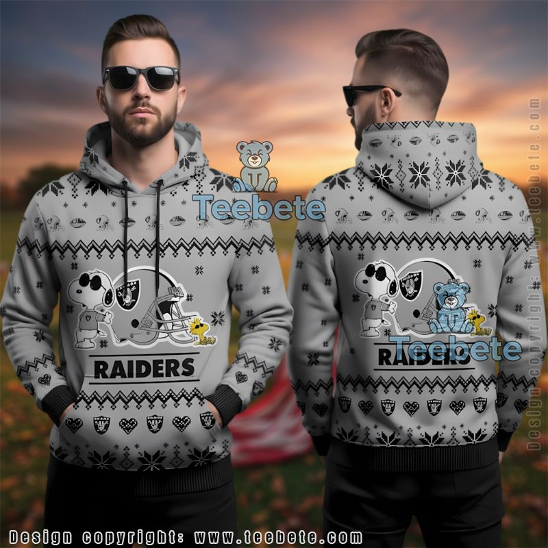 Las Vegas Raiders Nfl Peanuts Ugly Christmas 3D All Over Print Hoodie