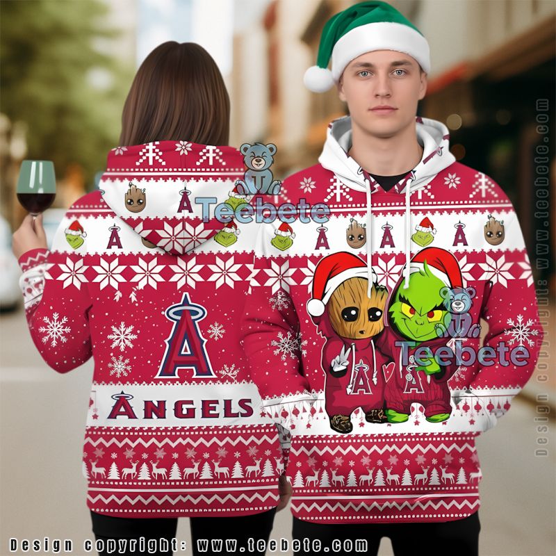 Los Angeles Angels Baby Groot The Grinch Ugly 3D Hoodie Printed