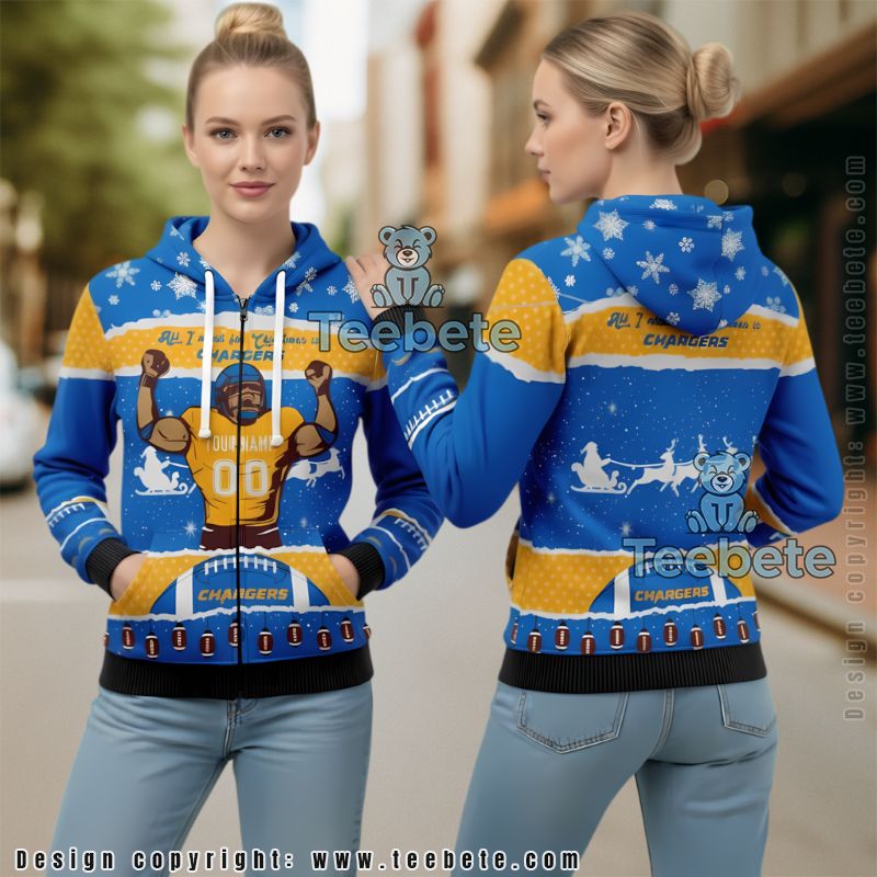 Los Angeles Chargers All I Want For Christmas Ugly 3D Hoodie