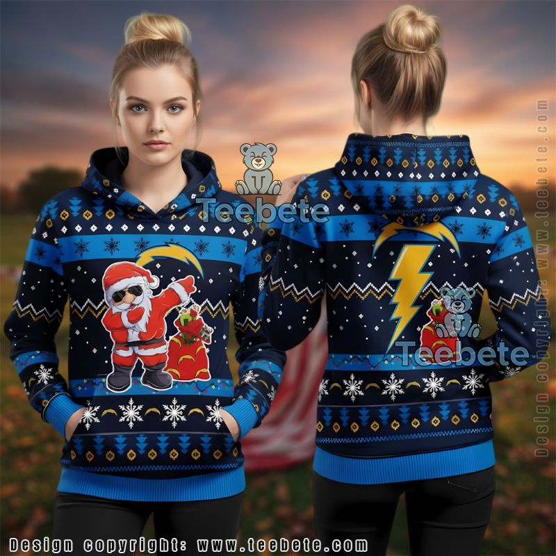 Los Angeles Chargers Dabbing Santa Ugly Christmas 3D Hoodie
