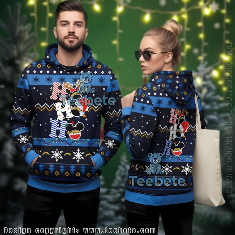 Los Angeles Chargers Ho Ho Ho Ugly Christmas 3D Hoodie