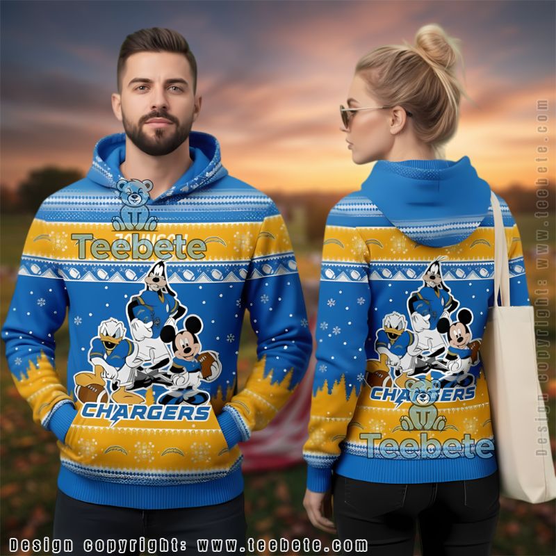 Los Angeles Chargers Personalized Disney Characters 3D Hoodie