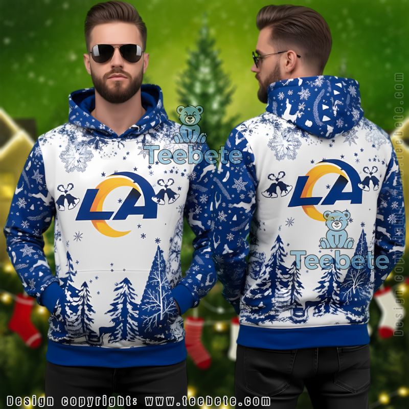 Los Angeles Rams Christmas Tree Pattern Ugly 3D Hoodie