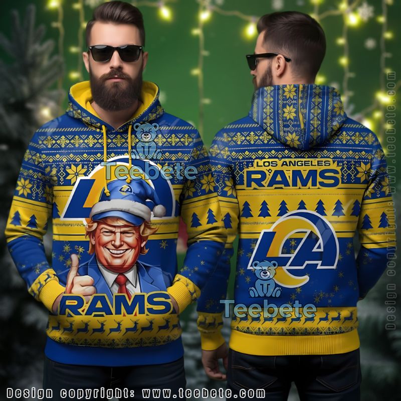 Los Angeles Rams Donald Trump Ugly Christmas 3D Hoodie