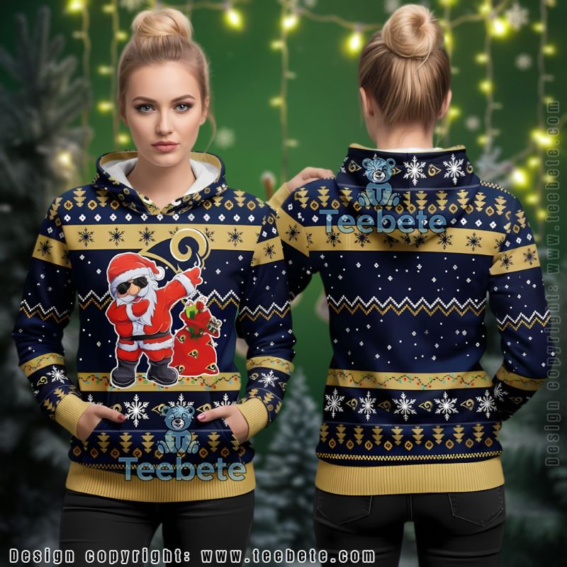 Los Angeles Rams Funny Santa Ugly Christmas 3D All Over Print Hoodie
