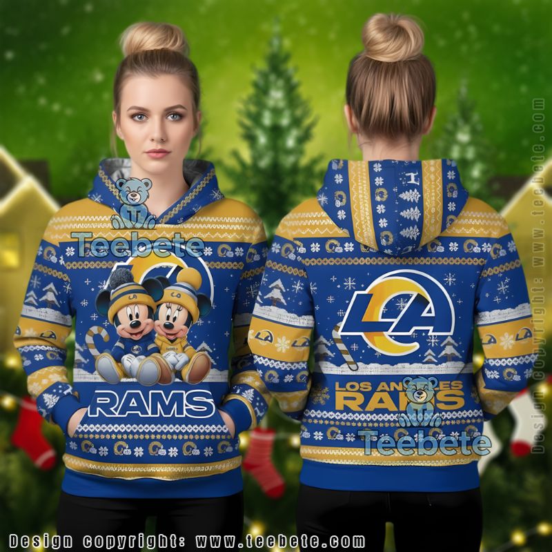 Los Angeles Rams Mickey Minnie Ugly Christmas 3D Hoodie Couple