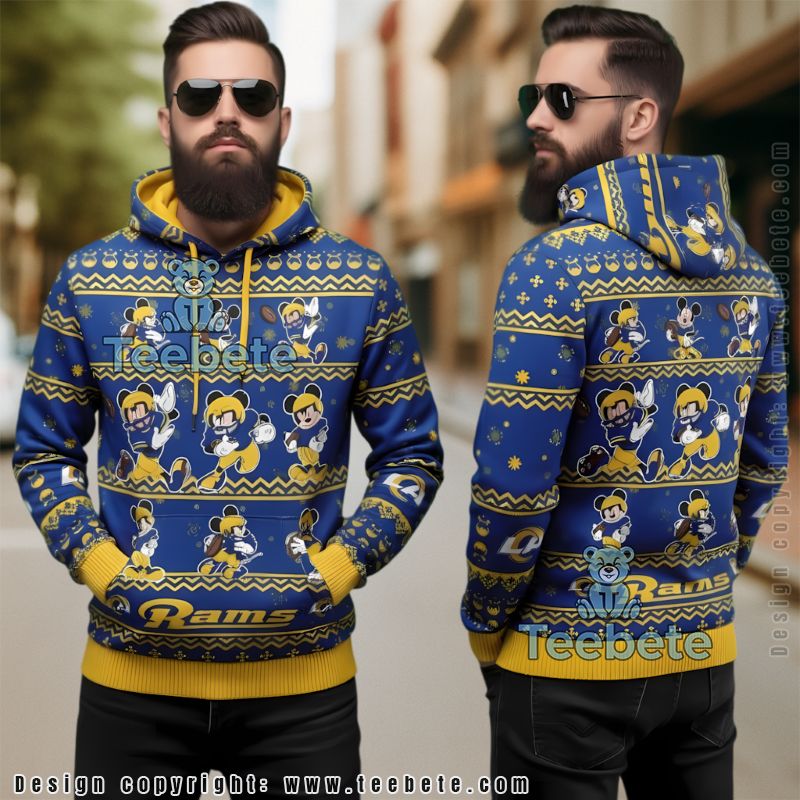 Los Angeles Rams Mickey Mouse Football Ugly Christmas 3D Hoodie