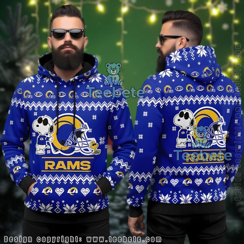 Los Angeles Rams Peanuts Snoopy Nfl Ugly Christmas 3D Hoodie