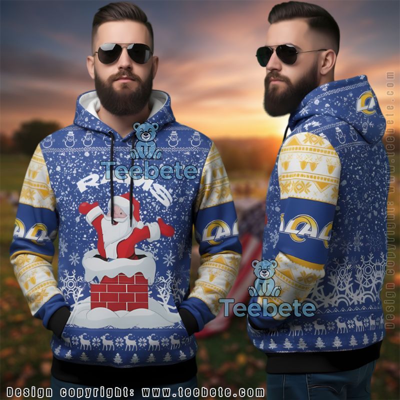 Los Angeles Rams Santa In Chimney Ugly Christmas 3D Hoodie