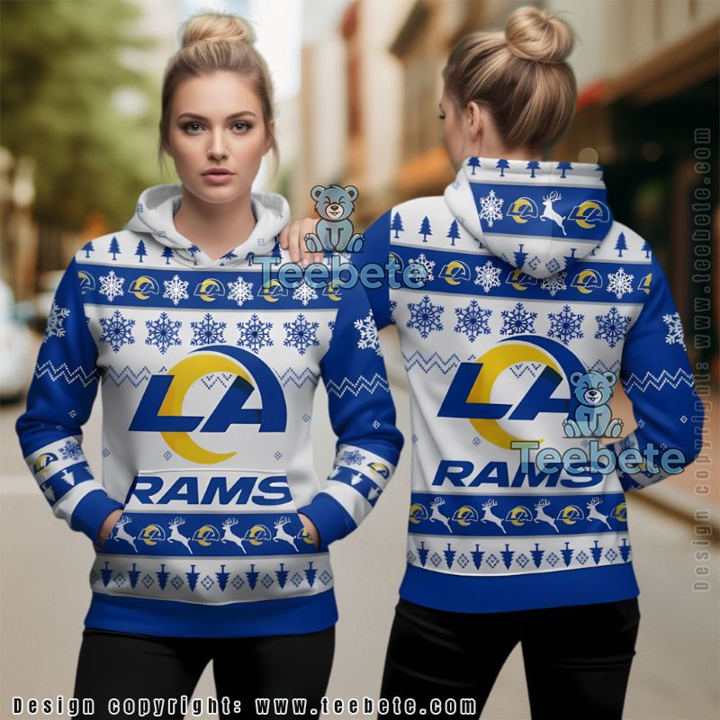 Los Angeles Rams Winter Reindeer Ugly Christmas 3D Hoodie
