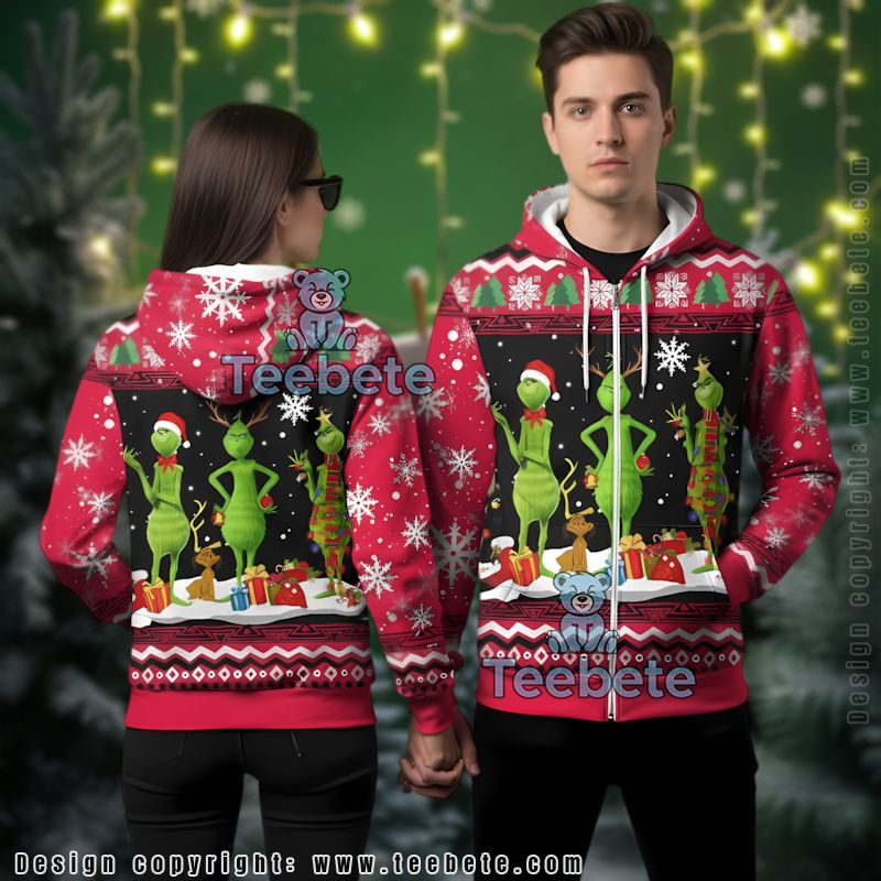 Merry Christmas The Grinch Dog Ugly 3D Hoodie Unisex