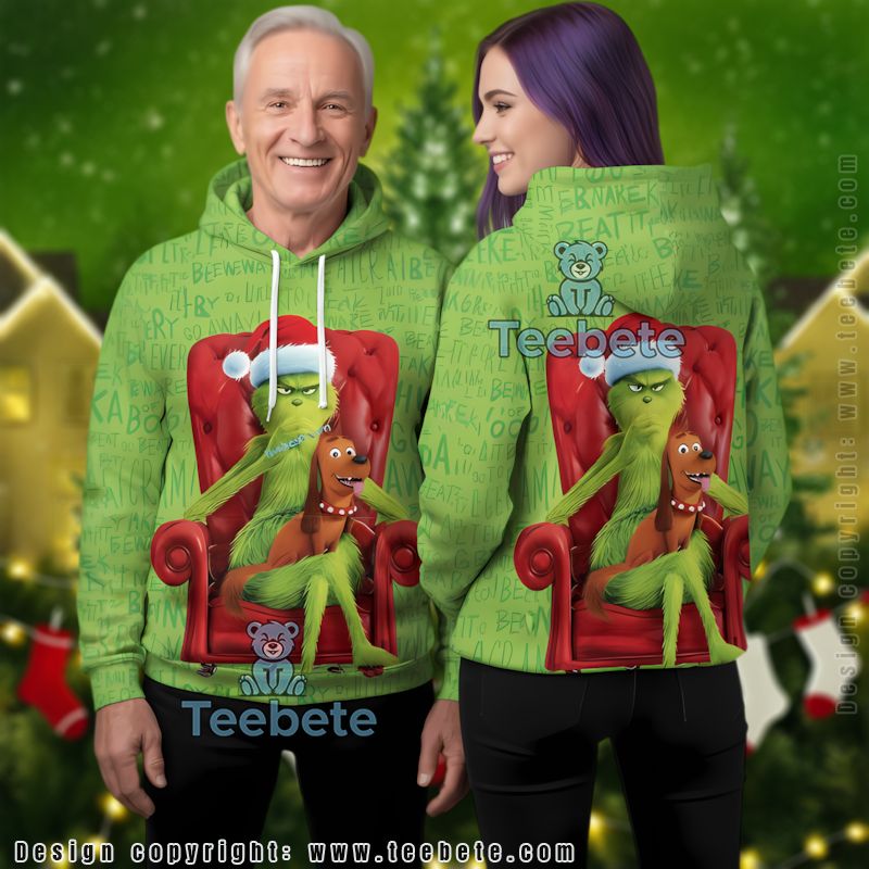 Merry Xmas The Grinch With Max Dog 3D Hoodie Pullover