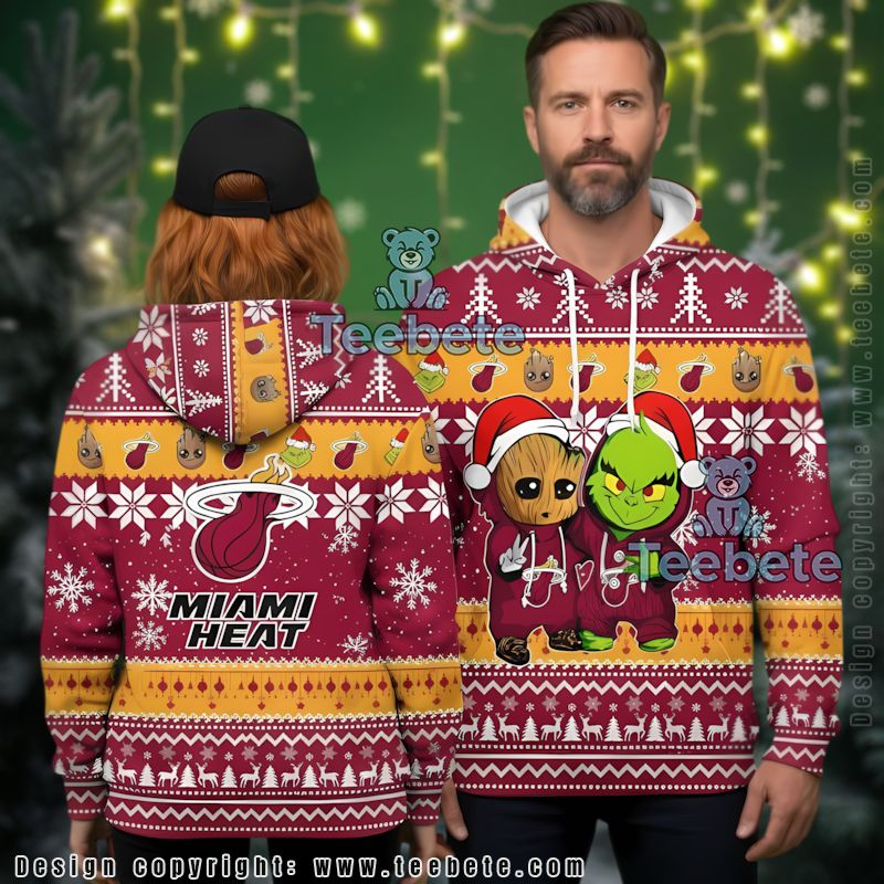 Miami Heat Baby Groot The Grinch Ugly 3D Hoodie Boys