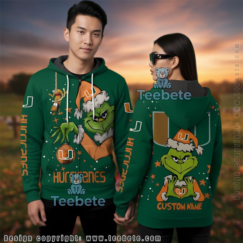 Miami Hurricanes The Grinch Personalized 3D Hoodie