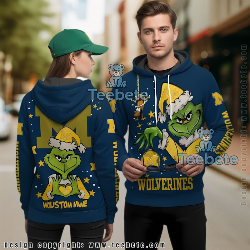 Michigan Wolverines The Grinch Personalized 3D Hoodie Boys