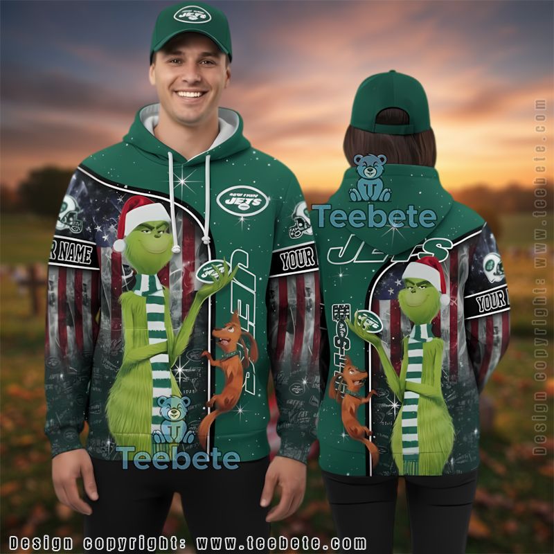 New York Jets Grinch 3D Hoodie Zipper Personalized