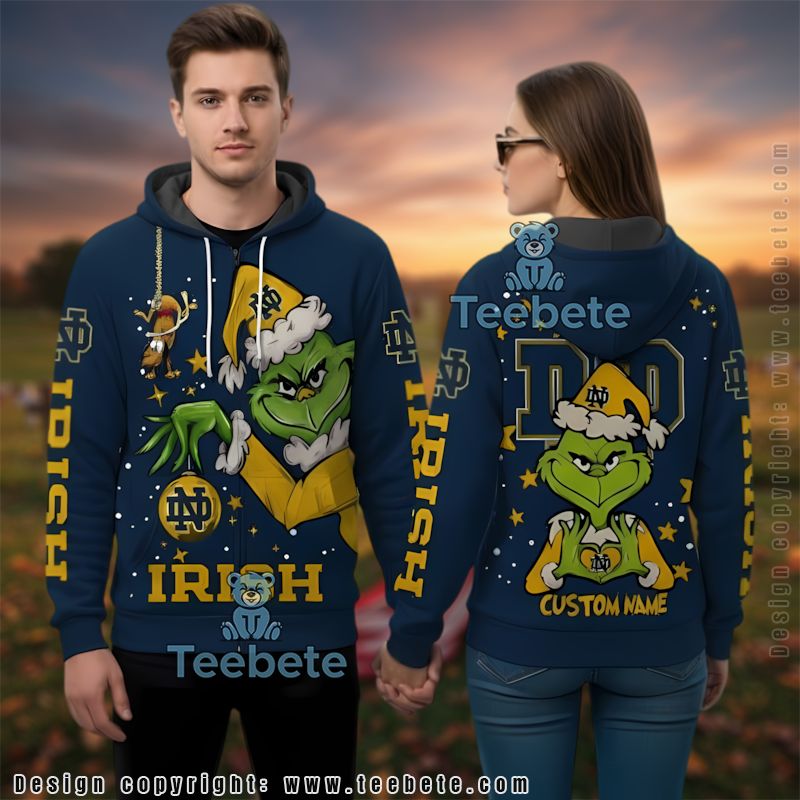 Notre Dame Fighting Irish The Grinch Personalized 3D Hoodie Kids