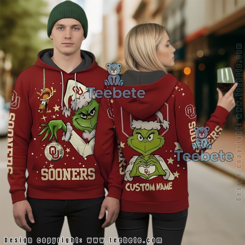 Oklahoma Sooners The Grinch Personalized 3D Hoodie