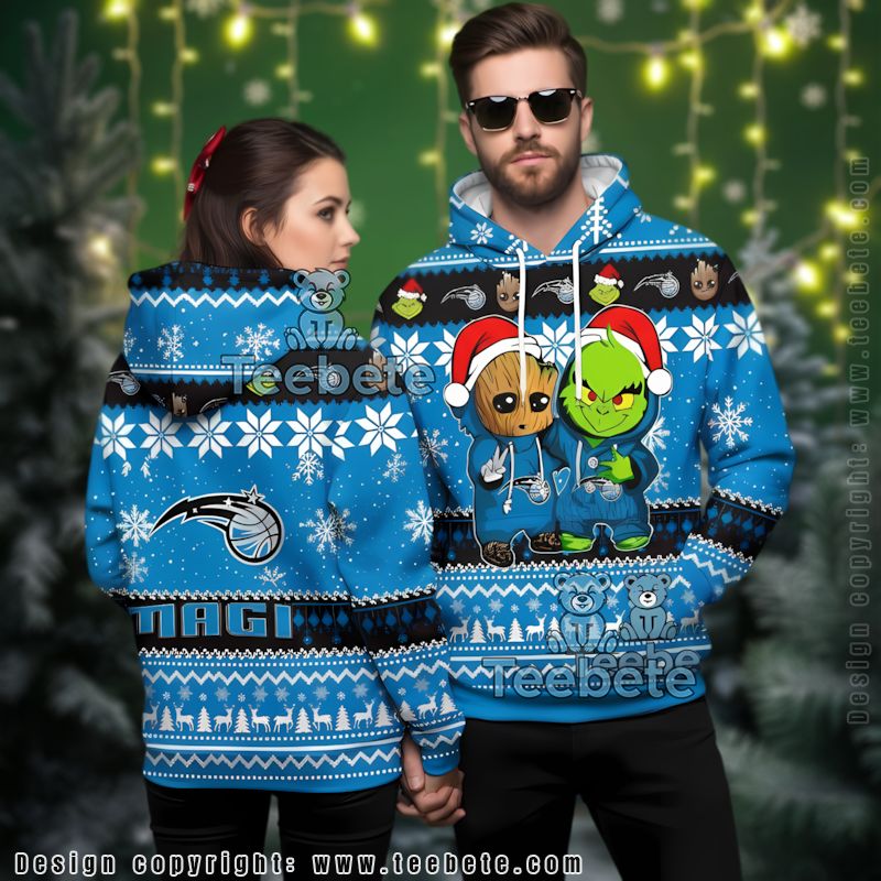 Orlando Magic Baby Groot The Grinch Ugly 3D Hoodie Mens
