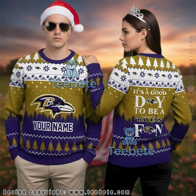 Personalized Baltimore Ravens Good Day With Ugly Sweater Purple