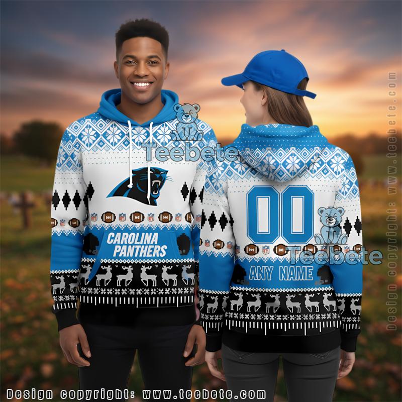 Personalized Carolina Panthers 3D Ugly Hoodie Zip Up