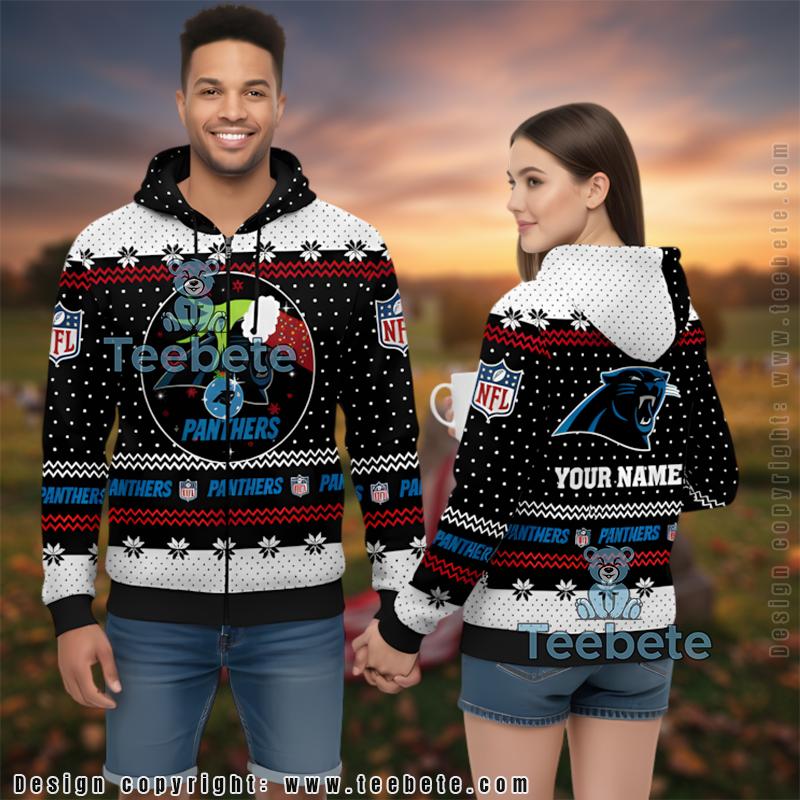 Personalized Carolina Panthers Grinch 3D Ugly Hoodie Printed