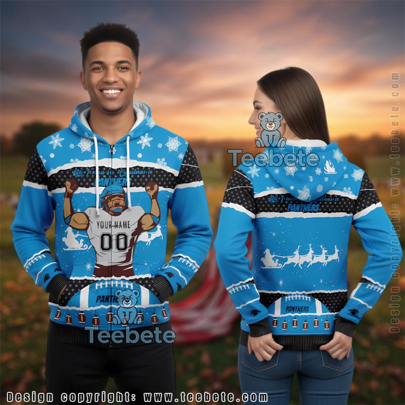 Personalized Carolina Panthers Player 3D Ugly Hoodie Men