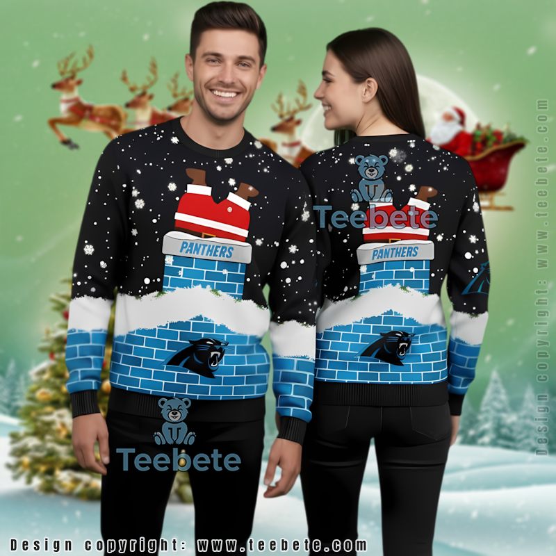 Carolina Panthers Santa Claus Gift Ugly Cardigan Christmas Blue