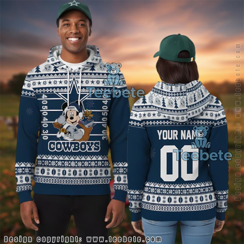 Personalized Dallas Cowboys Mickey Mouse 3D Ugly Christmas Hoodie