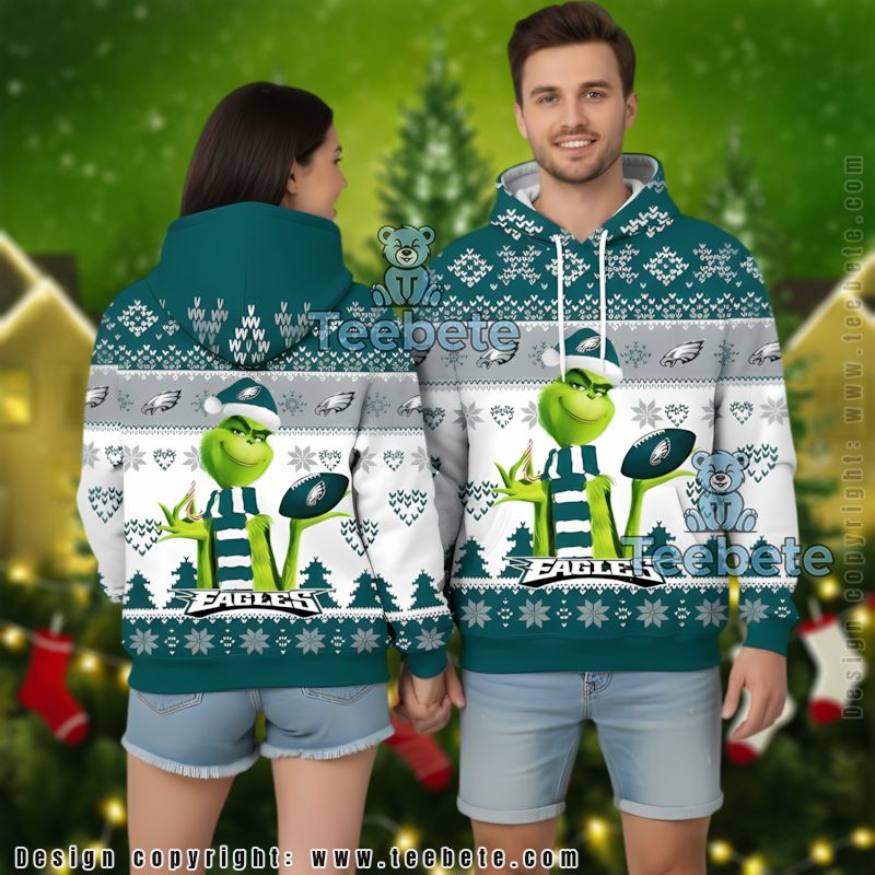 Philadelphia Eagles Grinch 3D Hoodie Printed