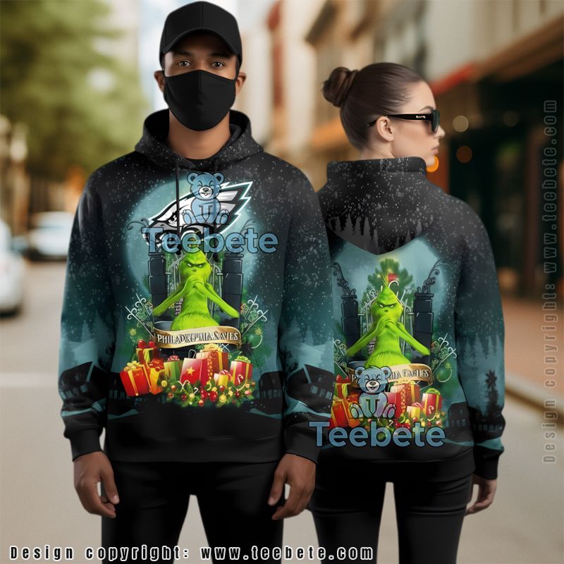 Philadelphia Eagles The Grinch Christmas 3D Hoodie Youth