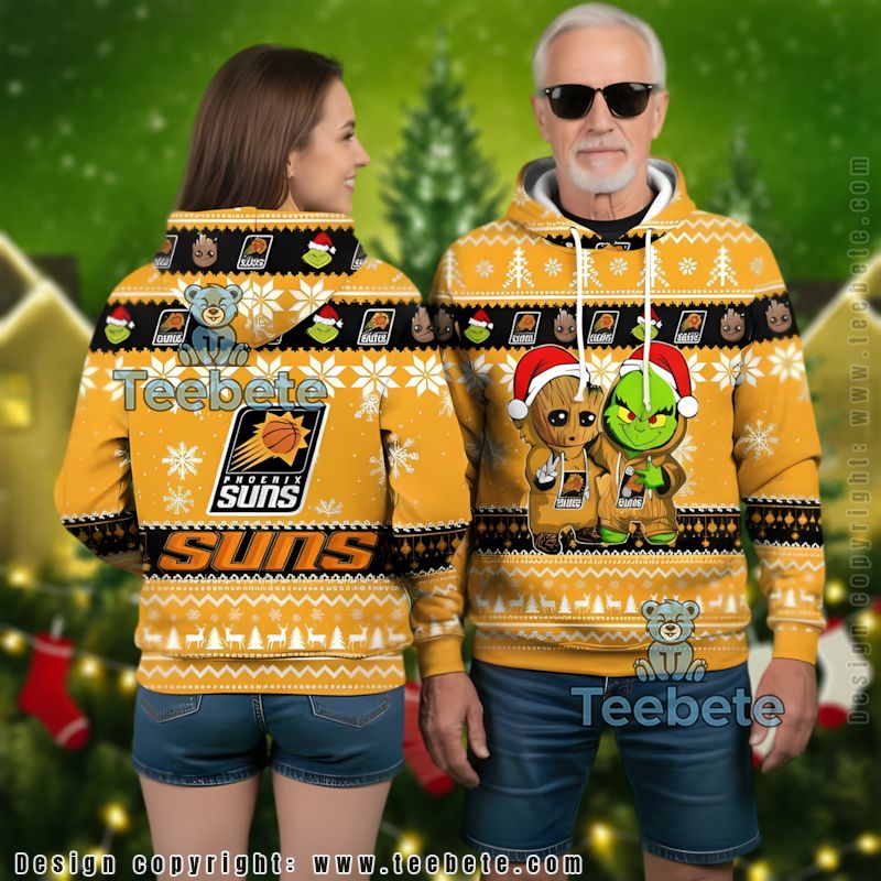 Phoenix Suns Baby Groot The Grinch Ugly 3D Hoodie Unisex