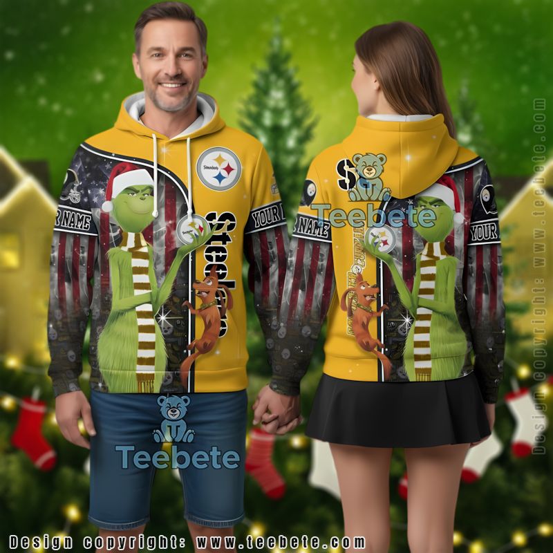 Pittsburgh Steelers Grinch 3D Hoodie Dad Mom Personalized