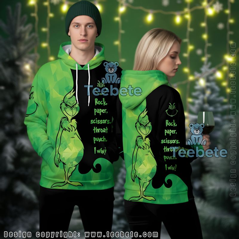 Rock Paper Scissors Grinch Christmas 3D Hoodie Girls