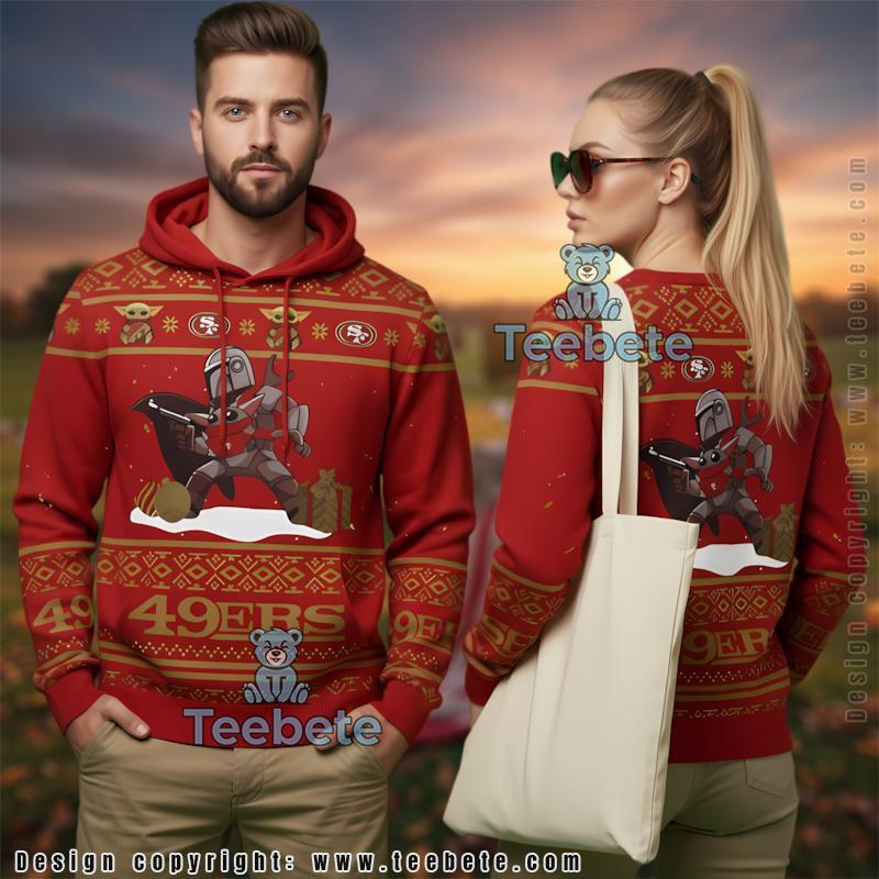 San Francisco 49Ers Boba Fett Baby Yoda Ugly Christmas 3D Hoodie