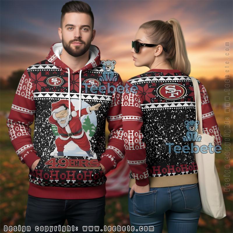 San Francisco 49Ers Dabbing Santa Claus 3D Ugly Hoodie Christmas Print