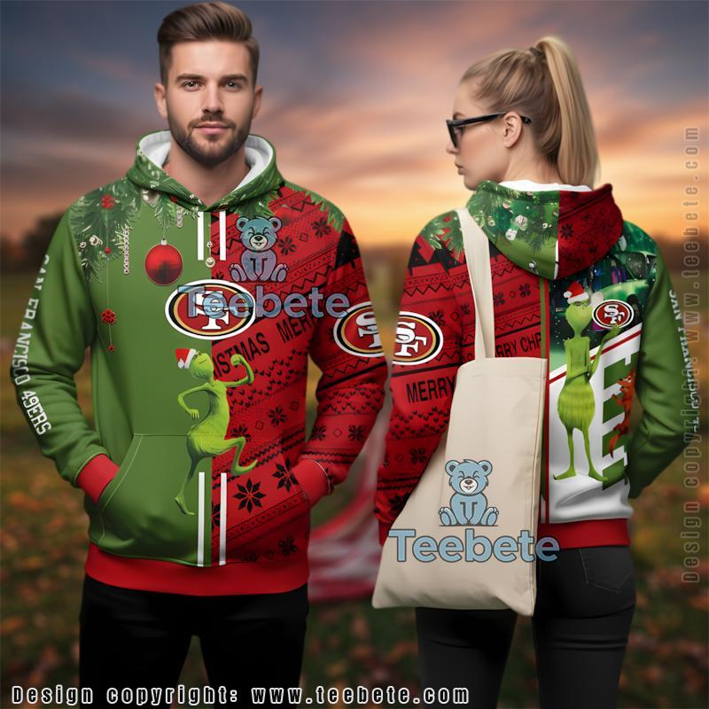 San Francisco 49Ers Grinch And Scooby Doo Split Collor Ugly 3D Hoodie