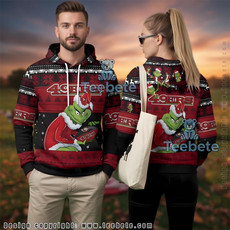 San Francisco 49Ers Grinch Stealing Christmas Ugly 3D Hoodie Men