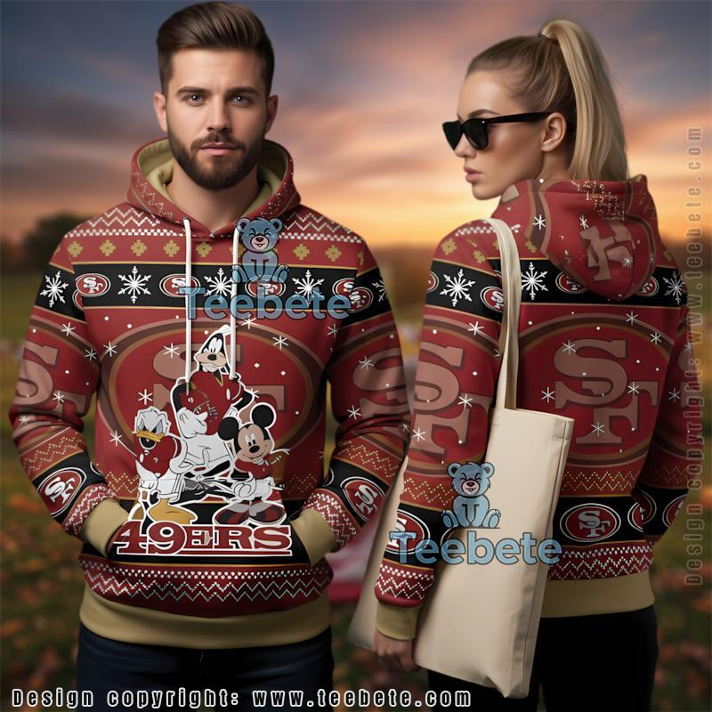 San Francisco 49Ers Mickey Mouse Donald Goofy Ugly Christmas 3D Hoodie