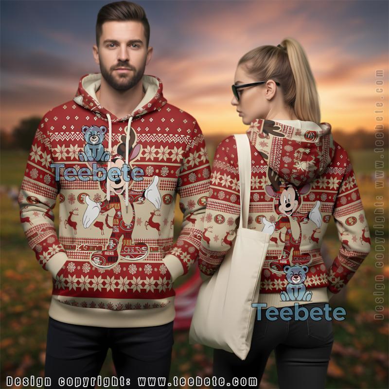 San Francisco 49Ers Mickey Mouse Reindeer Ugly Christmas 3D Print Hoodie