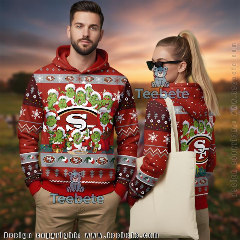 San Francisco 49Ers Multiple Grinch Characters Ugly 3D Hoodie