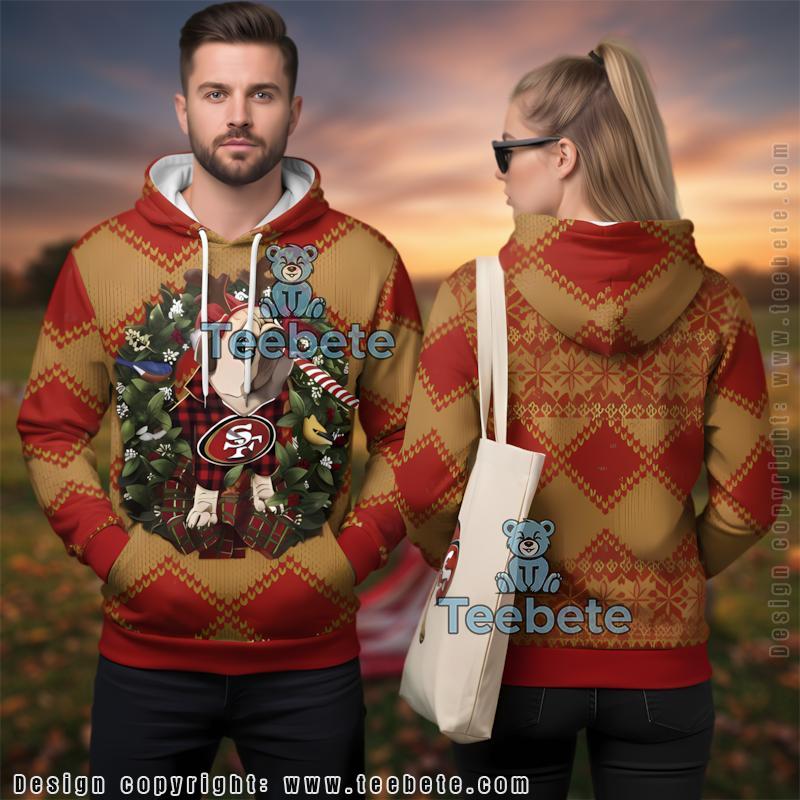 San Francisco 49Ers Pug Dog Reindeer Ugly Christmas 3D Hoodie