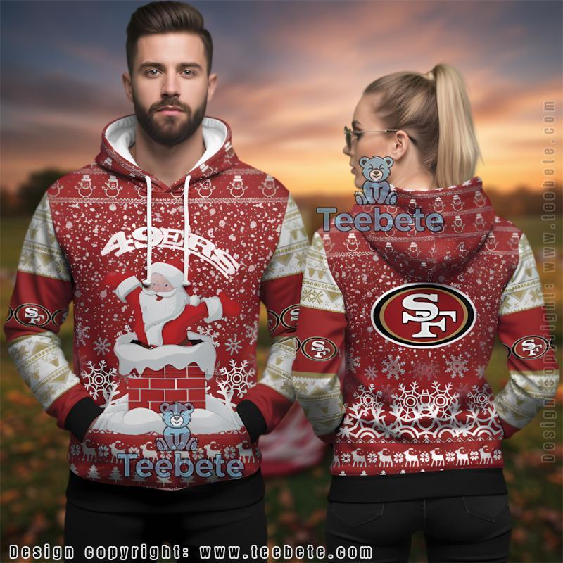 San Francisco 49Ers Santa Chimney Christmas 3D Ugly Hoodie