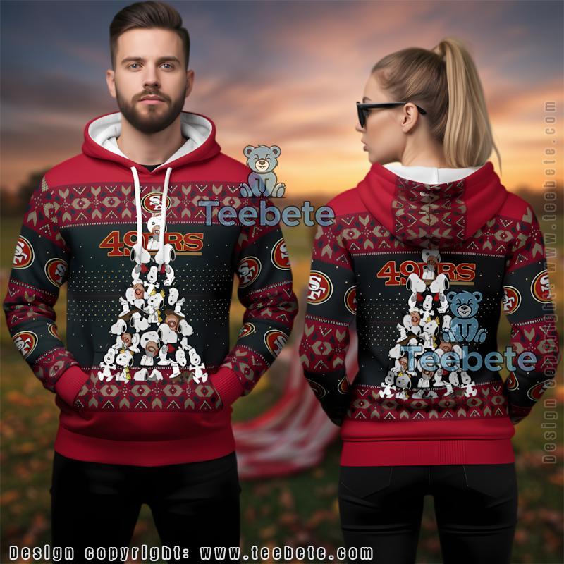 San Francisco 49Ers Snoopy Christmas Tree Ugly 3D Hoodie